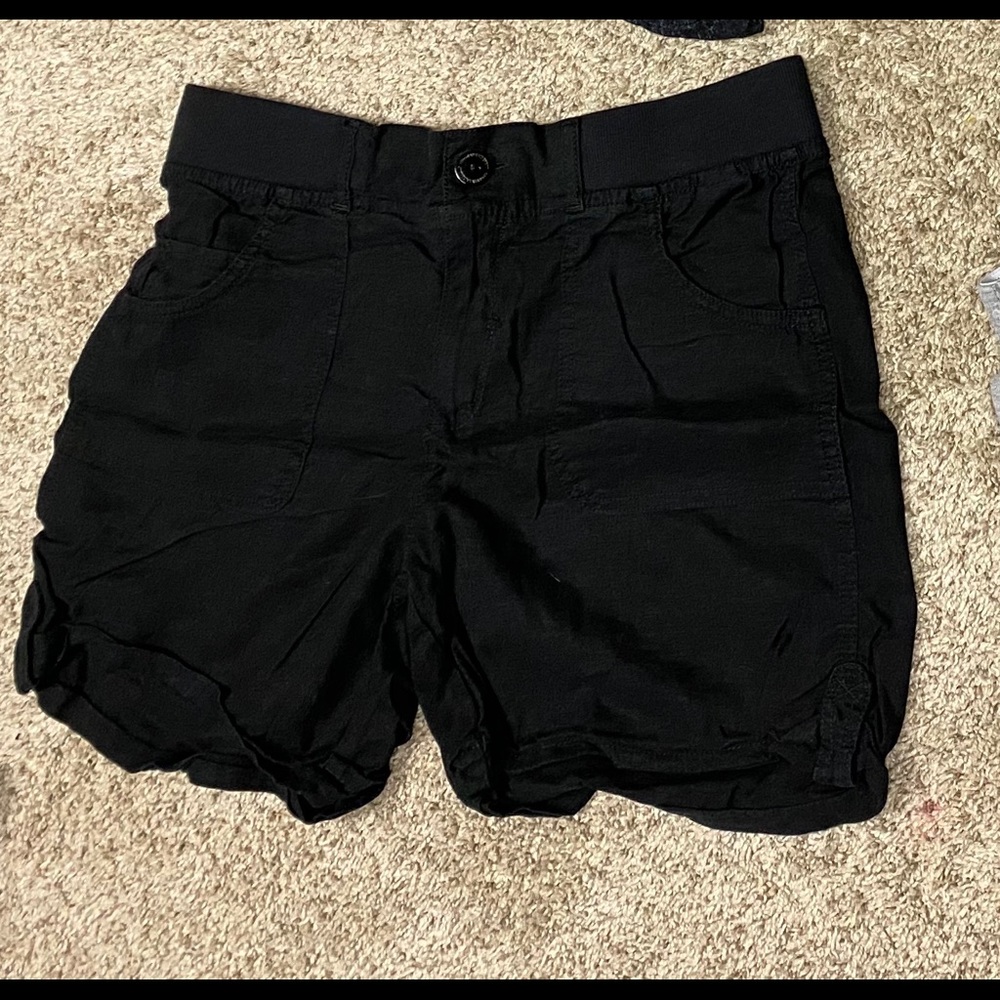 Black button shorts